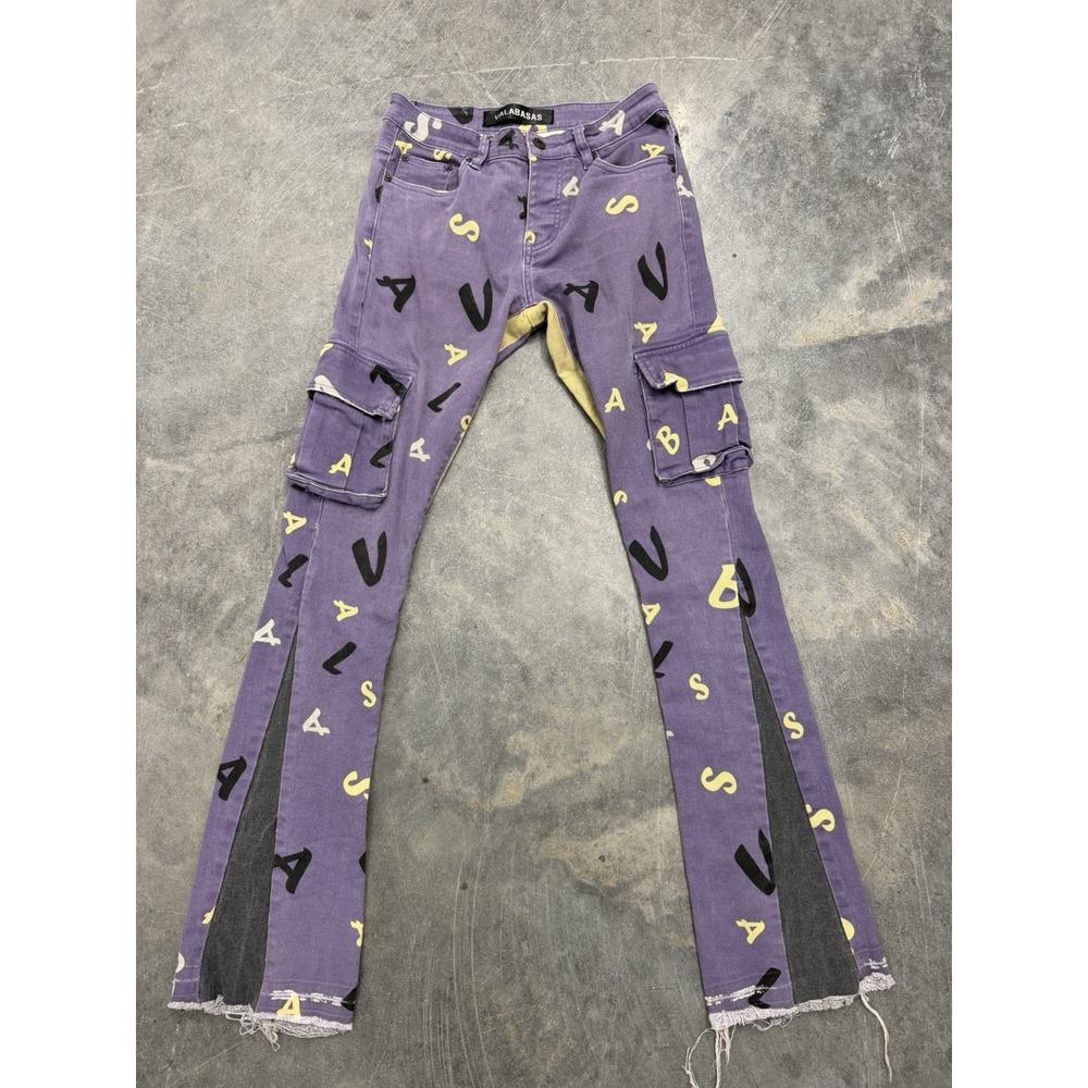 Valabasas Puzzled Blue Stacked Flare Jeans Men's Size 30x33 Memphis